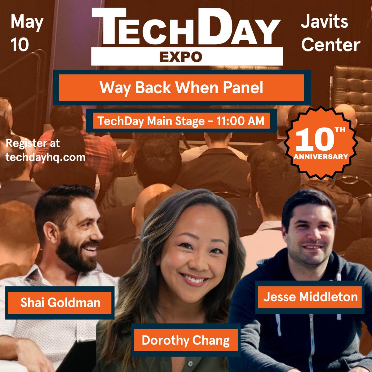 See @shaig, @dj and @srcasm on the Way Back When panel tomorrow on the #TechDay Main Stage! Walk down memory lane with them as they recount NYC then, to evaluate how it has transformed into the international tech innovation hub it is now. Register today: techdayhq.com/expo-attendee-…