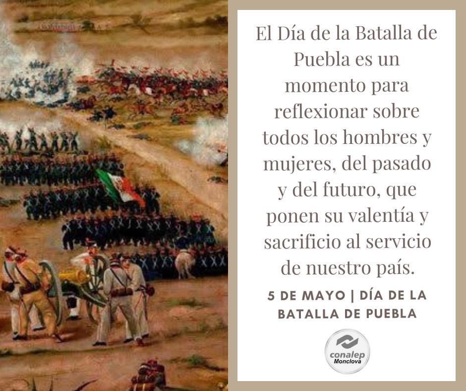 ✅5 de Mayo | Batalla de Puebla🇲🇽

🎖️Fue un combate por la defensa de la soberanía y de la dignidad del pueblo de México, librado el 5 de mayo de 1862 en las cercanías de la ciudad de Puebla, durante la segunda invasión francesa a México.🦅⭐️🙏🏻