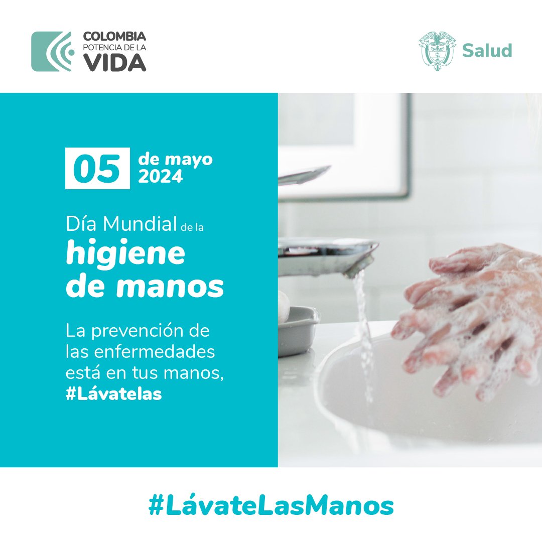 MinSaludCol's tweet image. 🤲🚿El lavado de manos es esencial para prevenir enfermedades, protegerte a ti mismo y a los demás. ¡Haz del lavado de manos un hábito permanente!
¡5 de mayo, #DíaMundialHigieneDeManos! 🧼
#LávateLasManos
