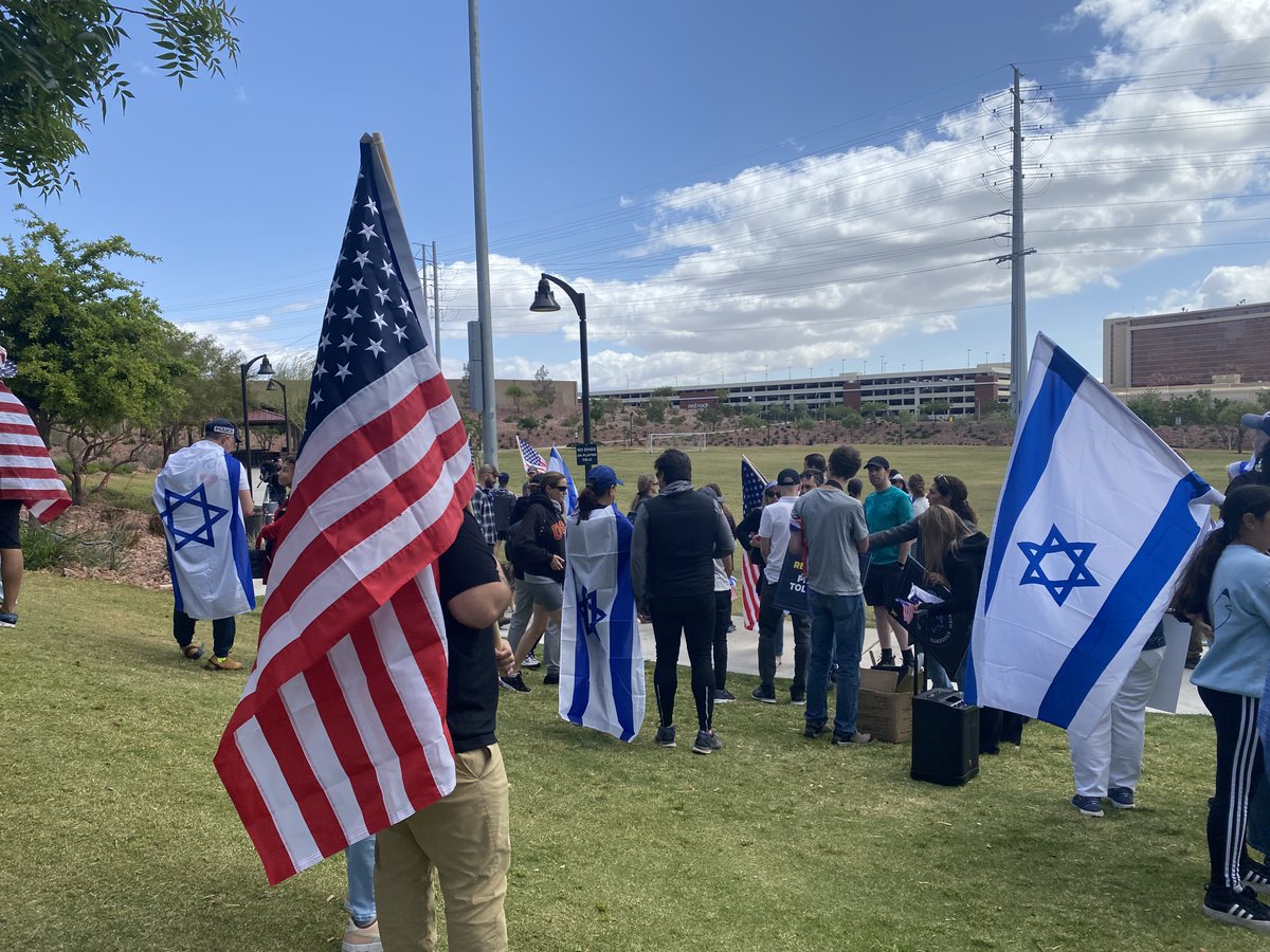 So proud to attend a pro-Israel rally today. We walked across the 215 Charleston Bridge, with signs and American and Israeli flags. Please notice that the rally attendees are waiving, rather than desecrating, the American flag. Insightful remarks by the next Las Vegas Mayor,…