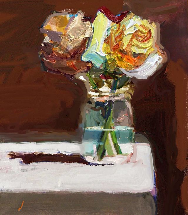 “Roses by the Window”, 35X45cm. #ArtWorld #ArtisticExpression #ArtOfTheDay #ArtLife #CreativeMinds