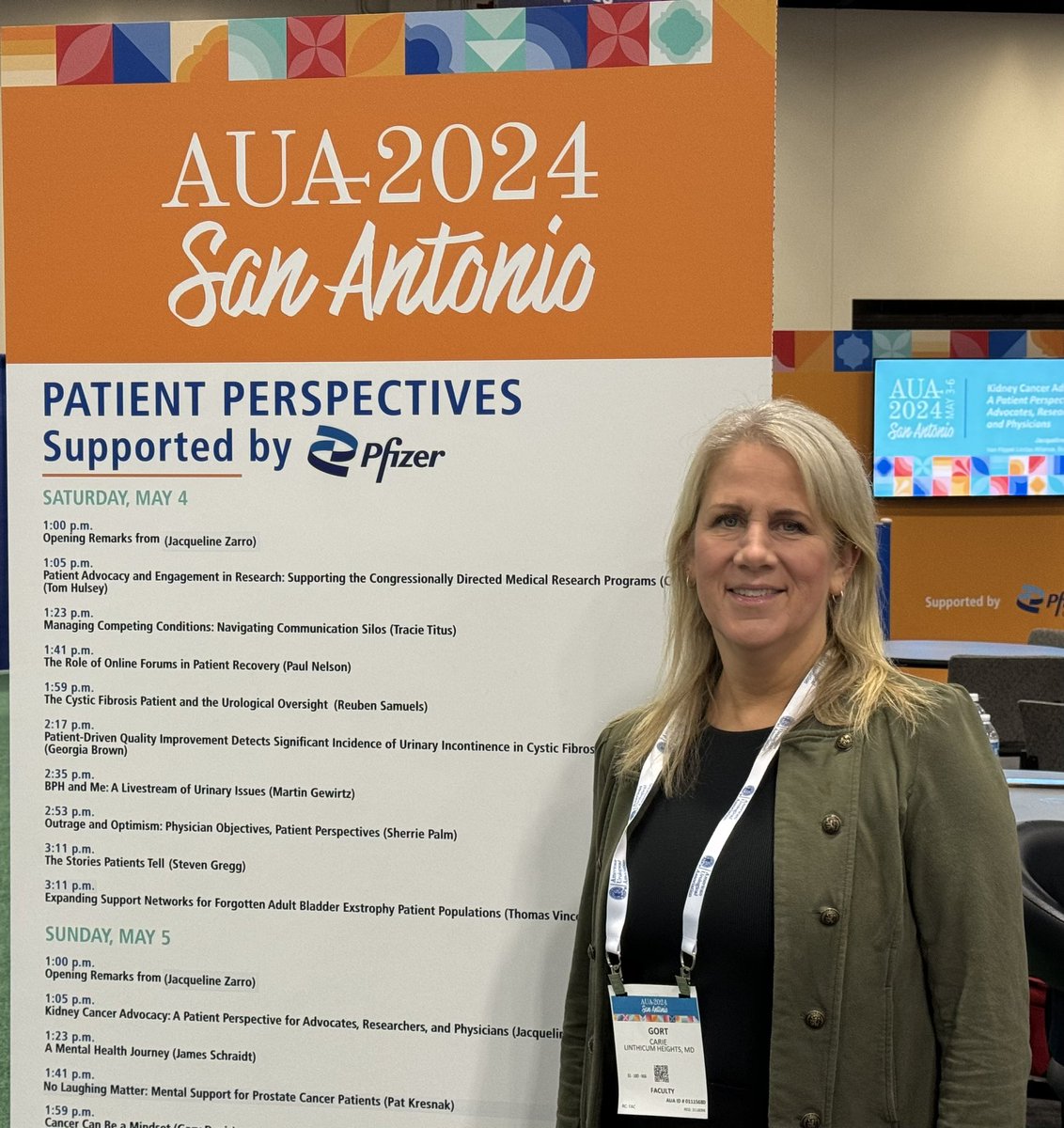 Today! Come by #AUA2024 Patient perspectives at 3:15 to be inspired by #kidneycancer patient Carie Gort and learn how she’s managing treatment related diarrhea through dietary changes.