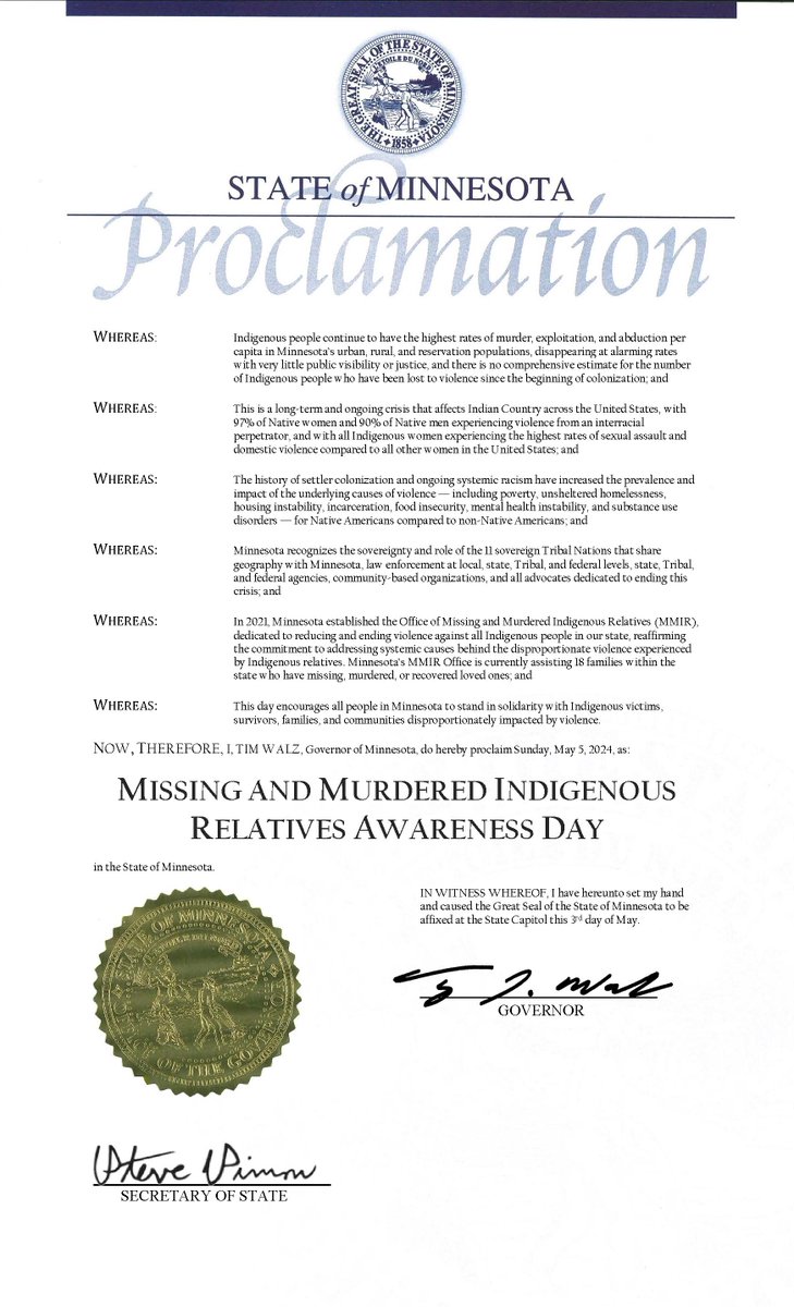 I’m proud Minnesota was the first state to establish a Missing and Murdered Indigenous Relatives Office, but that’s just one step. Our administration is committed to the ongoing work to build a future where all our communities are safe.