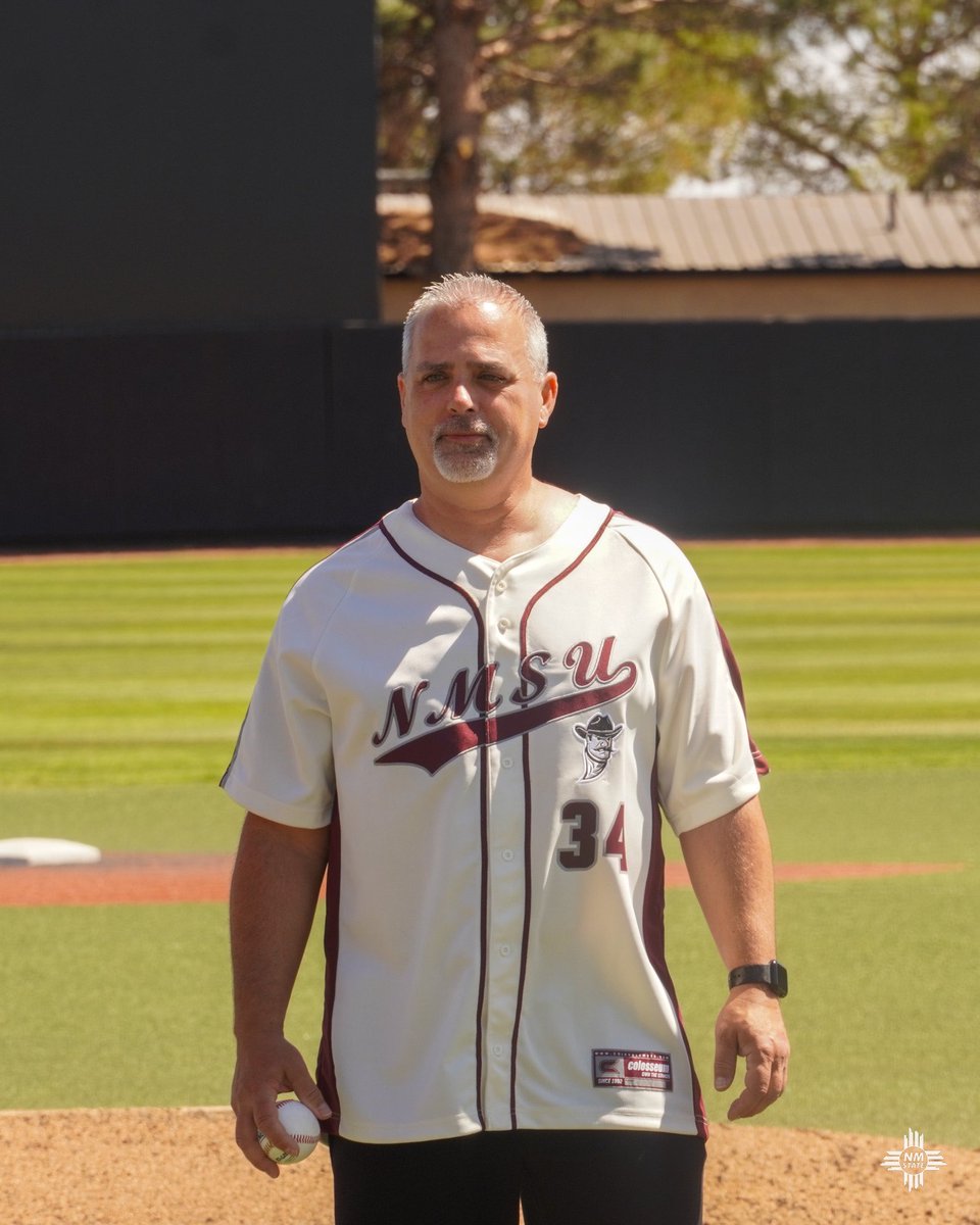 NMStateBaseball's tweet photo. Shoutout to the parents of our seniors for throwing out today’s first pitches!

#AggieUp https://t.co/B8eJZyZllb