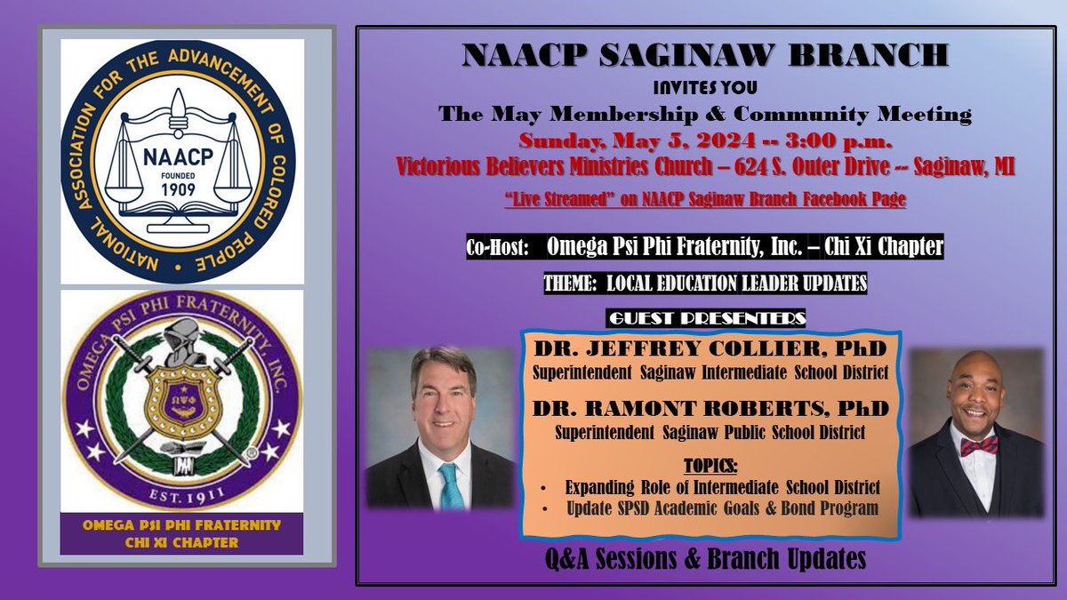 I am happy to join the @NAACP Saginaw Branch this afternoon for a conversation about educational services, successful projects, and the positively expanding role of the @SaginawISD throughout Saginaw County. #OurStory