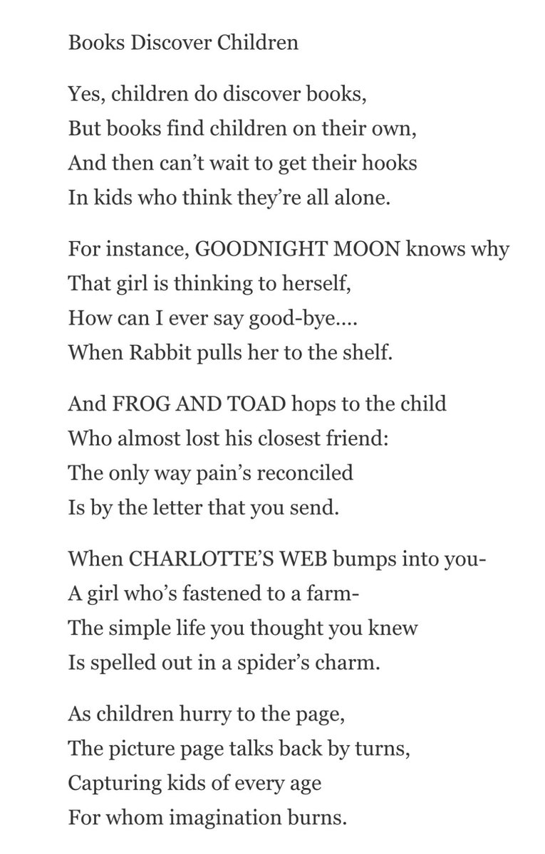 Happy birthday to J. Patrick Lewis, former Children’s Poet Laureate and author of more than 50 books of poetry for children! Here’s one of my favorite poems of his, “Books Discover Children.” 
#kidlit #poetryforkids #childrenspoetry