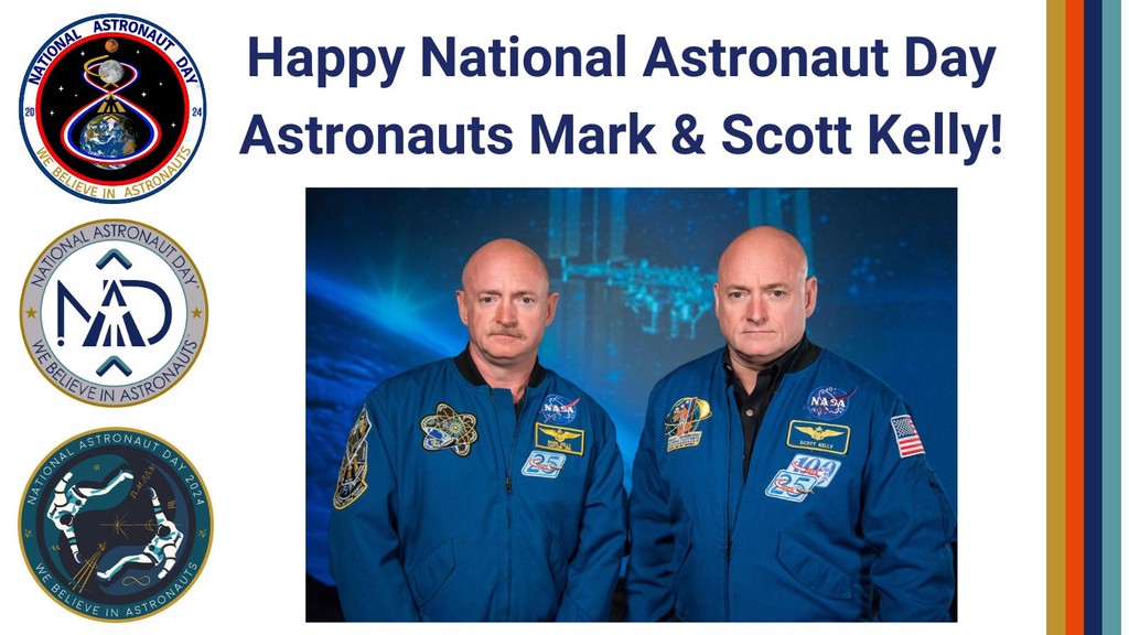 Happy #NationalAstronautDay to #Astronauts Mark & Scott Kelly!

@CaptMarkKelly flew 4 #SpaceShuttle missions to ISS. @StationCDRKelly is a veteran of 4 spaceflights & commanded ISS Expeditions 26, 45, & 46.

#WeBelieveInAstronauts @USNavy @woschools #Twins