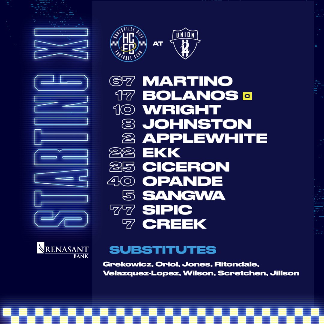 HuntCityFC's tweet image. Our starting XI for the match. 

@renasantbank | #HNTvsPHI