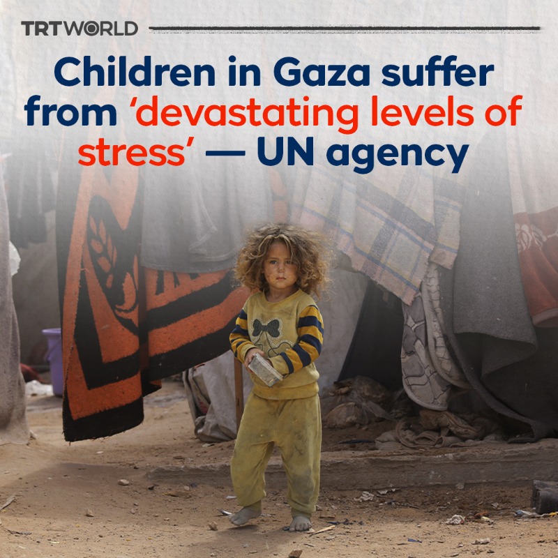 The UN agency for Palestinian refugees (#UNRWA) has warned against the psychological toll facing the children in Gaza as a result of the ongoing Israeli war on the besieged enclave. “Children in #Gaza are suffering devastating levels of stress,” it said in a statement on X