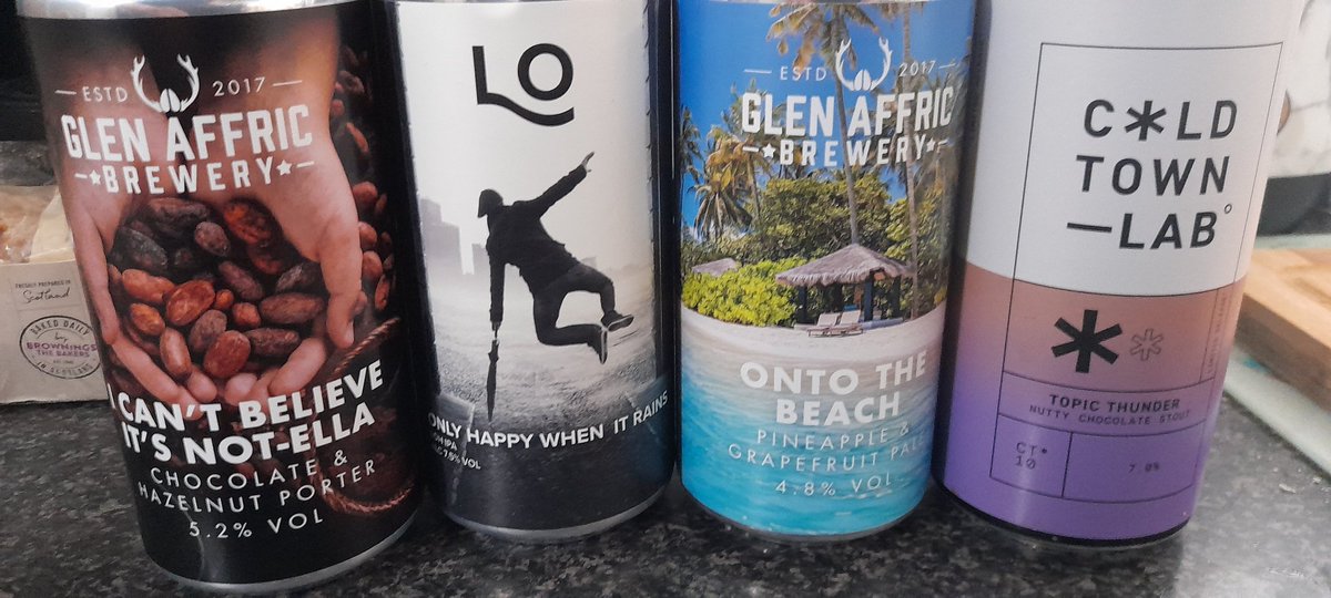Picked up a lovely selection of beers today @GlenAffricBrew @LochLomondBrew @coldtownbeer everyone has been full of flavour and most enjoyable.