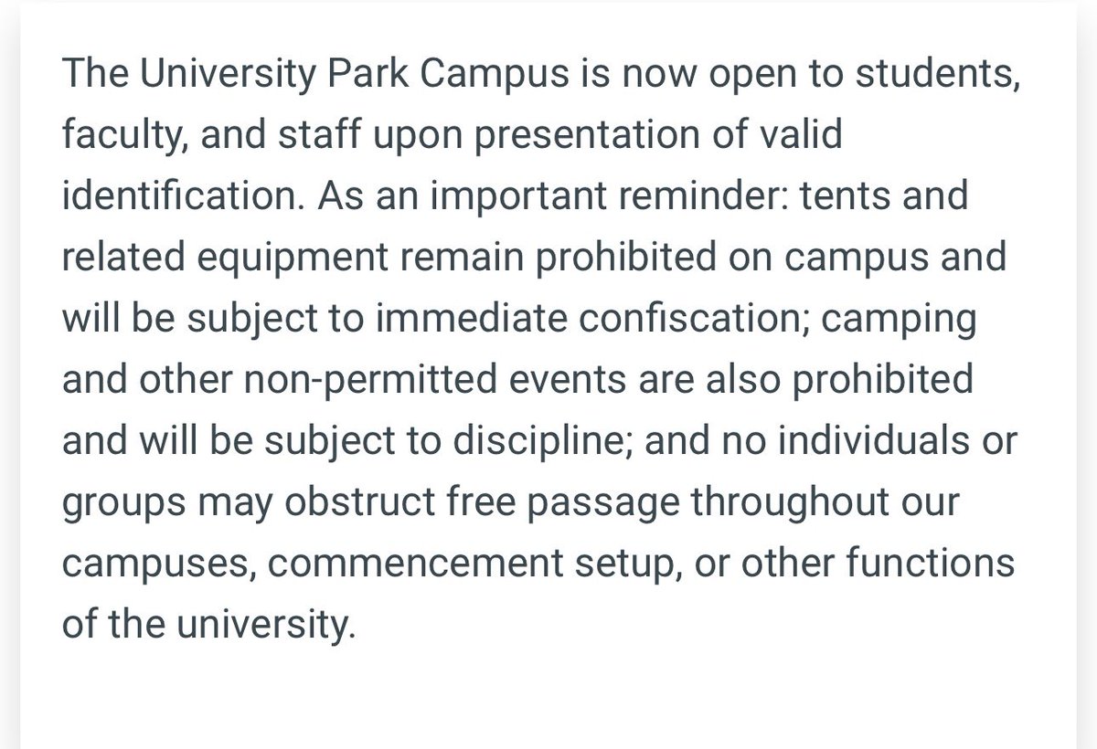 .@USC suggests future encampments will not be tolerated on campus