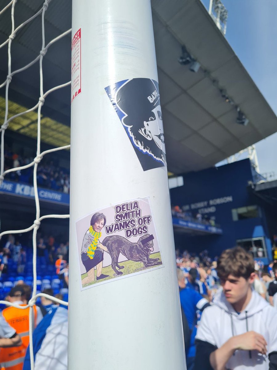 Someone stuck this sticker on the fucking goal posts at Ipswich yesterday… 😆