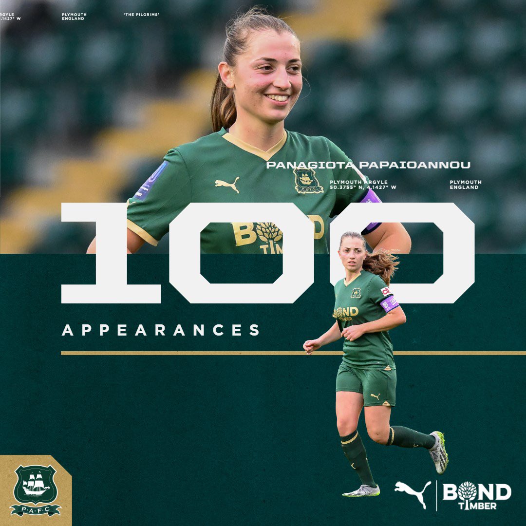 A century of appearances for an incredible captain 💚

Congratulations to defender and skipper Panagiota Papaioannou on reaching 1️⃣0️⃣0️⃣ appearances.

#pafc