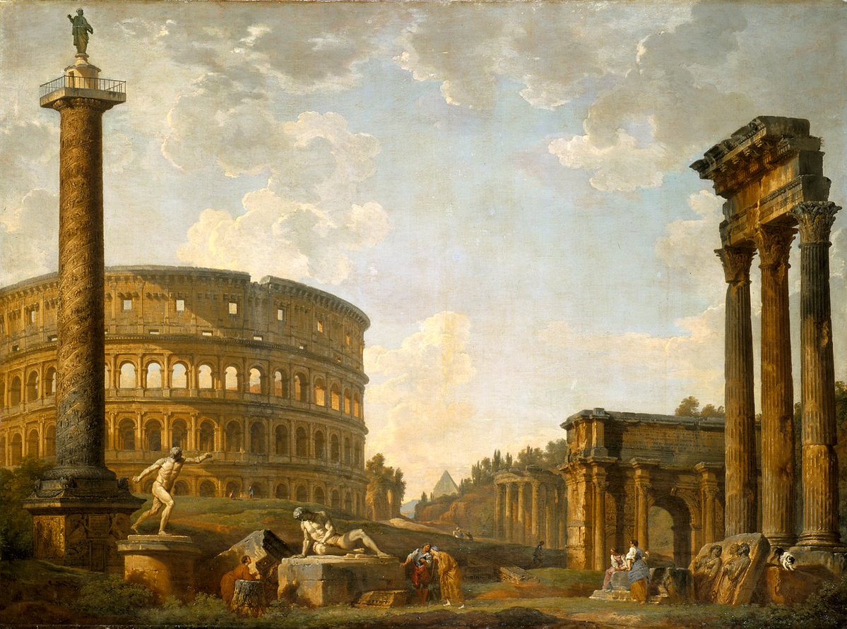 Cities have been the roots of culture and history for centuries.

But they are full of glory on the canvas too.

These are the most extravagant examples ever painted... (thread) 🧵

1. Rome - 'Roman Capriccio' by Giovanni Pauolo (1735)