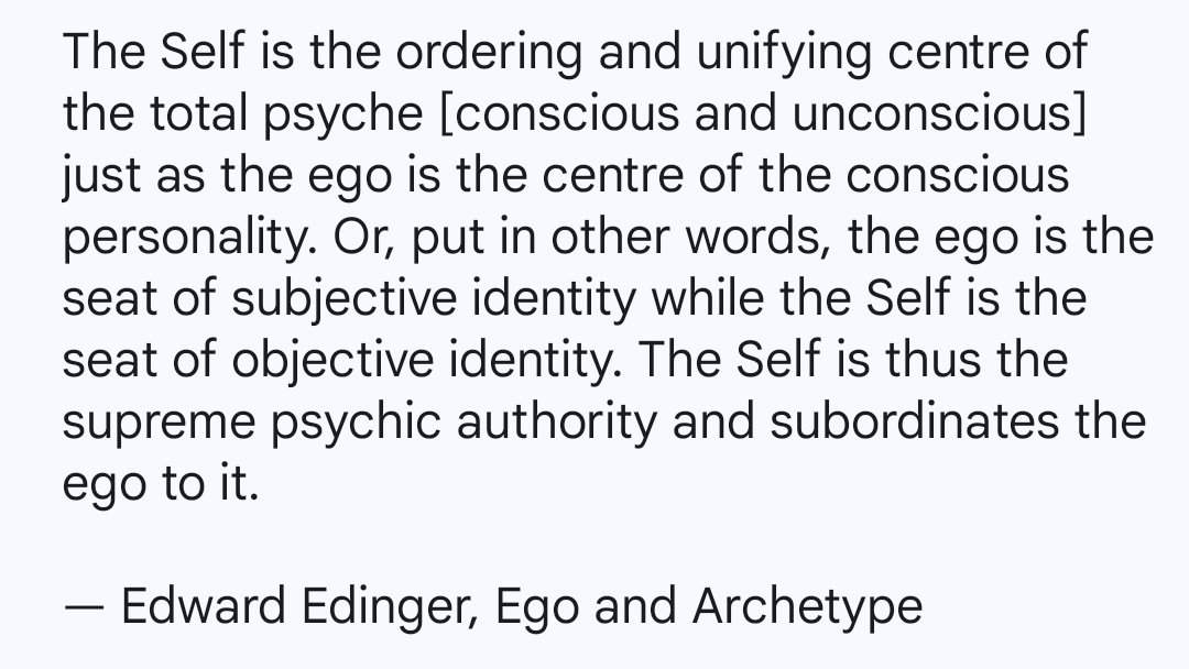 Jungian, Edward Edinger with a pithy summary of the role of the ego and the Self.