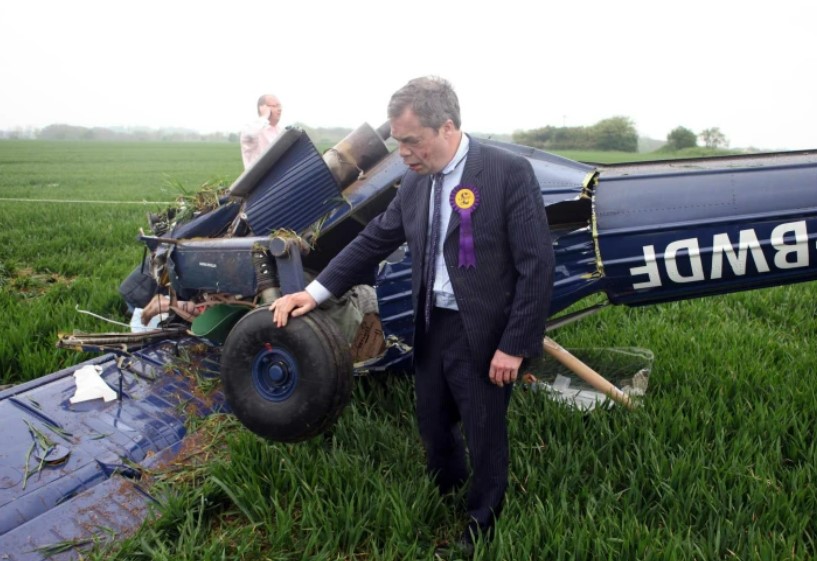 6 May 2010. A PZL-104 (Polish designed and built short-takeoff-and-landing civil aviation utility aircraft carrying the UK Independence Party leader Nigel Farage crashed at Hinton-in-the-Hedges Airfield, Northamptonshire.