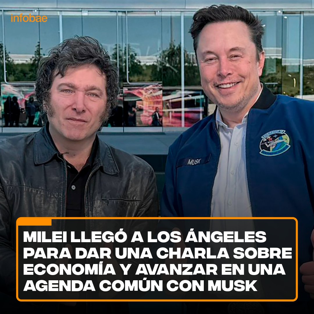 Milei llegó a Los Ángeles para dar una charla sobre economía y avanzar en una agenda común con Musk infob.ae/4a1ACB2