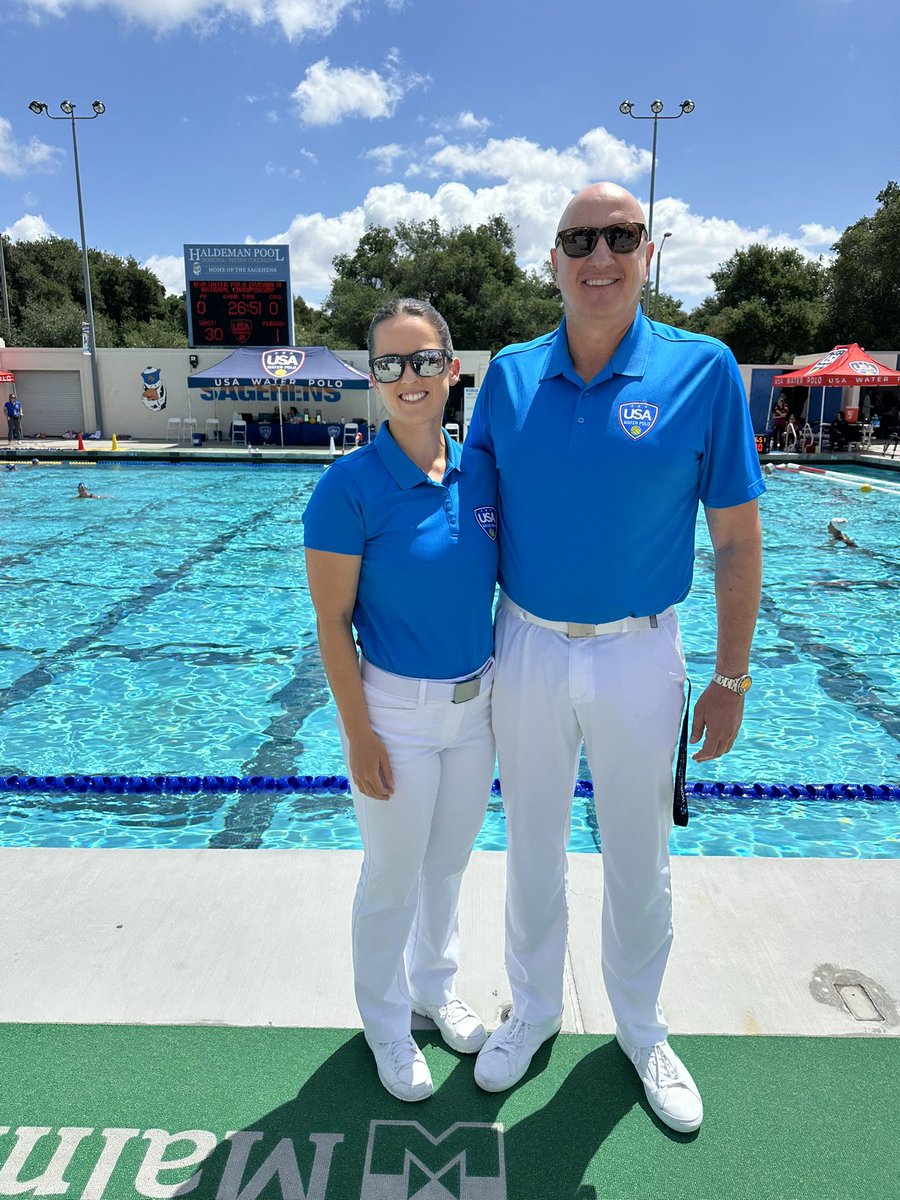 Championship day! Thanks @SagehensPolo for hosting this important @USAWP event. Special congrats to Tony and Victoria for earning the final game. 🤽‍♀️🍍🤽‍♀️🍍🤽‍♀️🍍 #RefereeRising #TheTotalPineapple