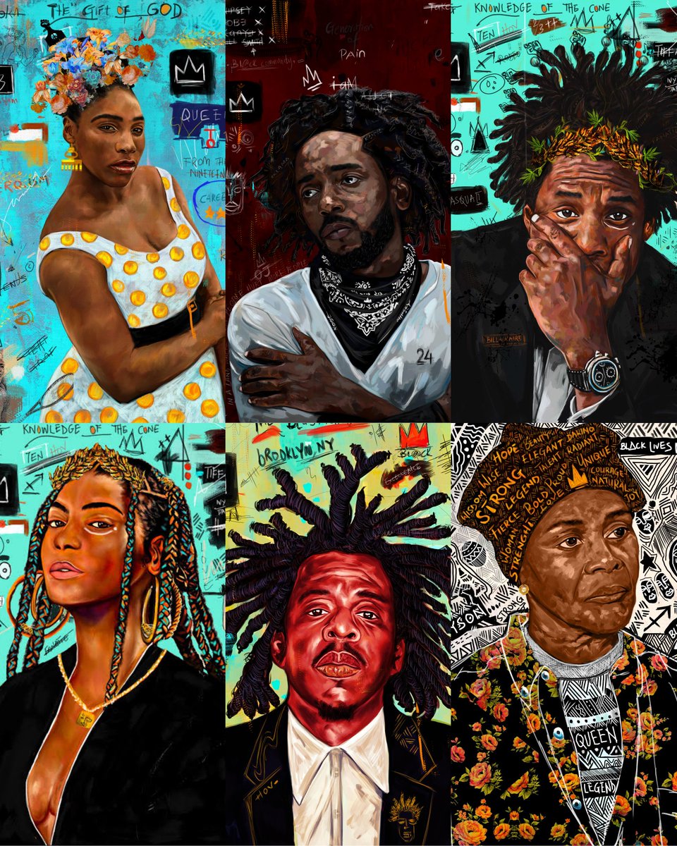 Basquiat neo- expressionism and Kehinde Wiley realism has really impacted my art style over the years