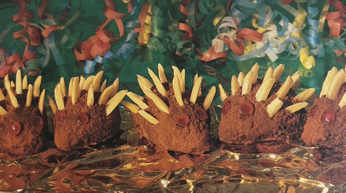 Just found this picture of 'chocolate hedgehogs' in an old baking book. The power of Christ compels you, etc