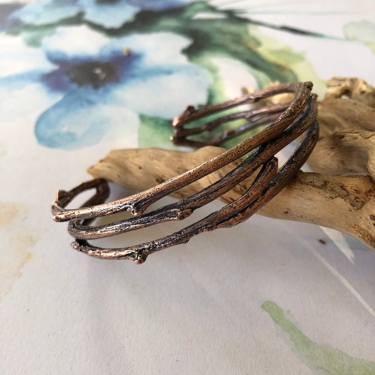 Copper Woodland Small Cuff Bracelet  Nature Inspired Rustic Twig Bracelet  Unisex Copper Cuff Bracelet tuppu.net/682be186 #giftideas #artisanjewelry #CapitalCityCrafts #handmadeinUSA #Etsy #TwigBracelet