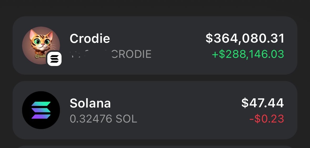 Months ago I just finished watching a youtube video by <a href="/CrashiusClay69/">Crash</a> while eating my $0.99 Caesar salad (yes very cheap). I understood the degen aspect of shitcoins yet I still made the choice to punt the last of my sol in my wallet into $crodie.
I can now afford tens of