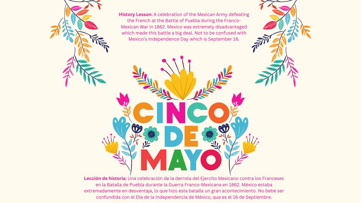 Cinco De Mayo. What is it? It's a celebration of an Underdog Story that occured in the State of Puebla in Mexico. Read the post to learn more. 

#GOAS #GoldenOakAdultSchool #SCV #SantaClarita #SantaClaritaValley #CincoDeMayo #history #historylesson #May5 #5deMayo