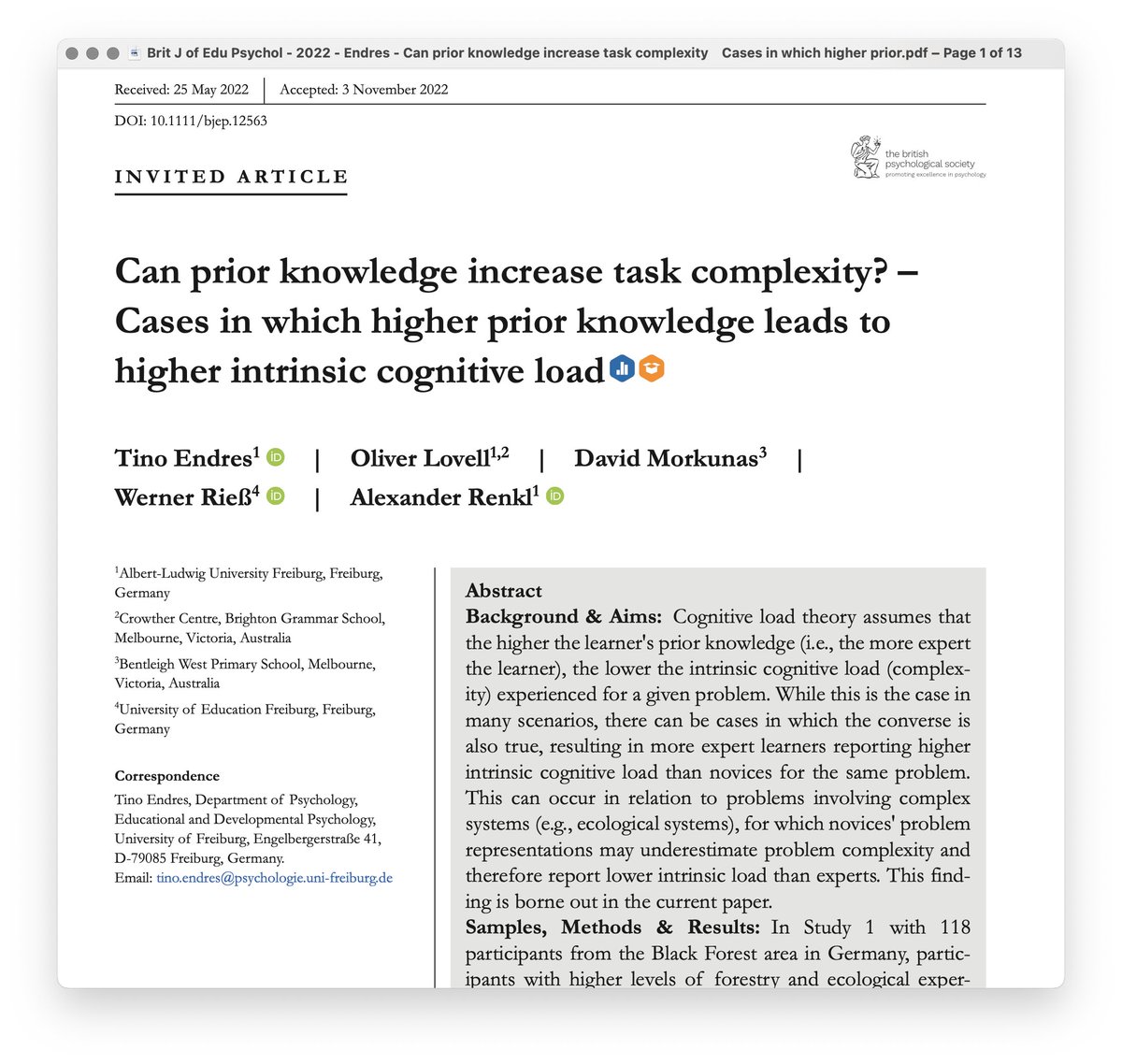 🎓 For more, check out this paper exploring the nuances of prior knowledge and cognitive load ⤵️ bpspsychub.onlinelibrary.wiley.com/doi/10.1111/bj…