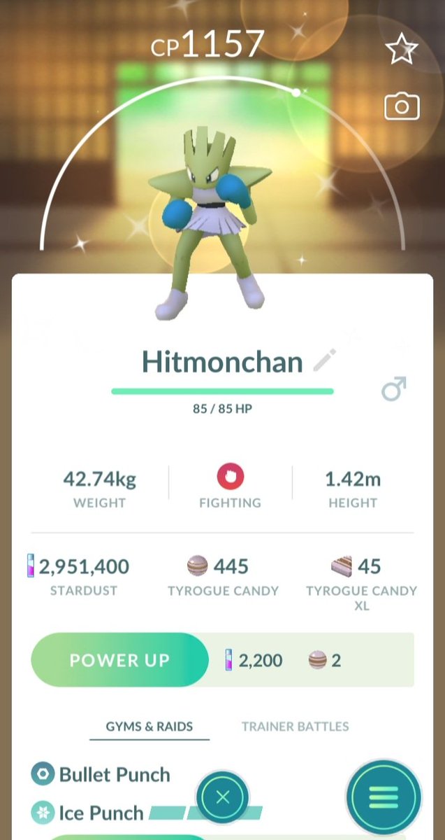 On Tuesday I was heading home from work and I was going through the park near one of the exit that lead near my house and saw Hitmonchan. I was going to catch it because I was trying to get bit more stardust and when I was about to catch it was a shiny. #ShinyPokemon #PokemonDay