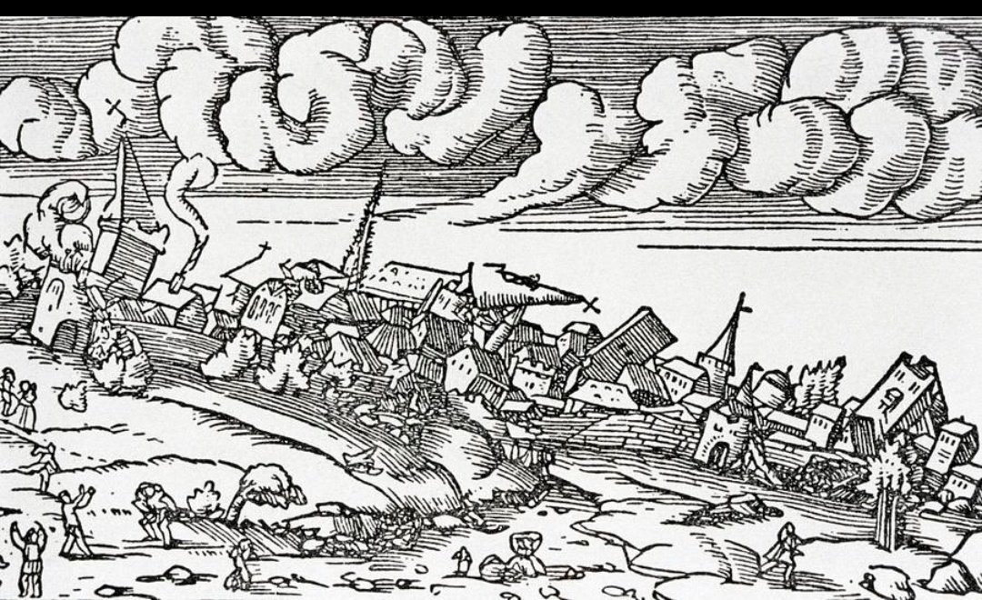 Bu ahşap gravür hatalı olarak sürekli 1509 depremlerini anlatırken kullanılıyor. Bu Sebastian Münster'in Cosmographia eserinden bir alıntı. Bu foto anonim bir depremi temsil ediyor, 1356 Basel, 1509 İstanbul, 1638 İngiltere.. ve daha bir çok ülke bu gravürü sahiplenmiş.
