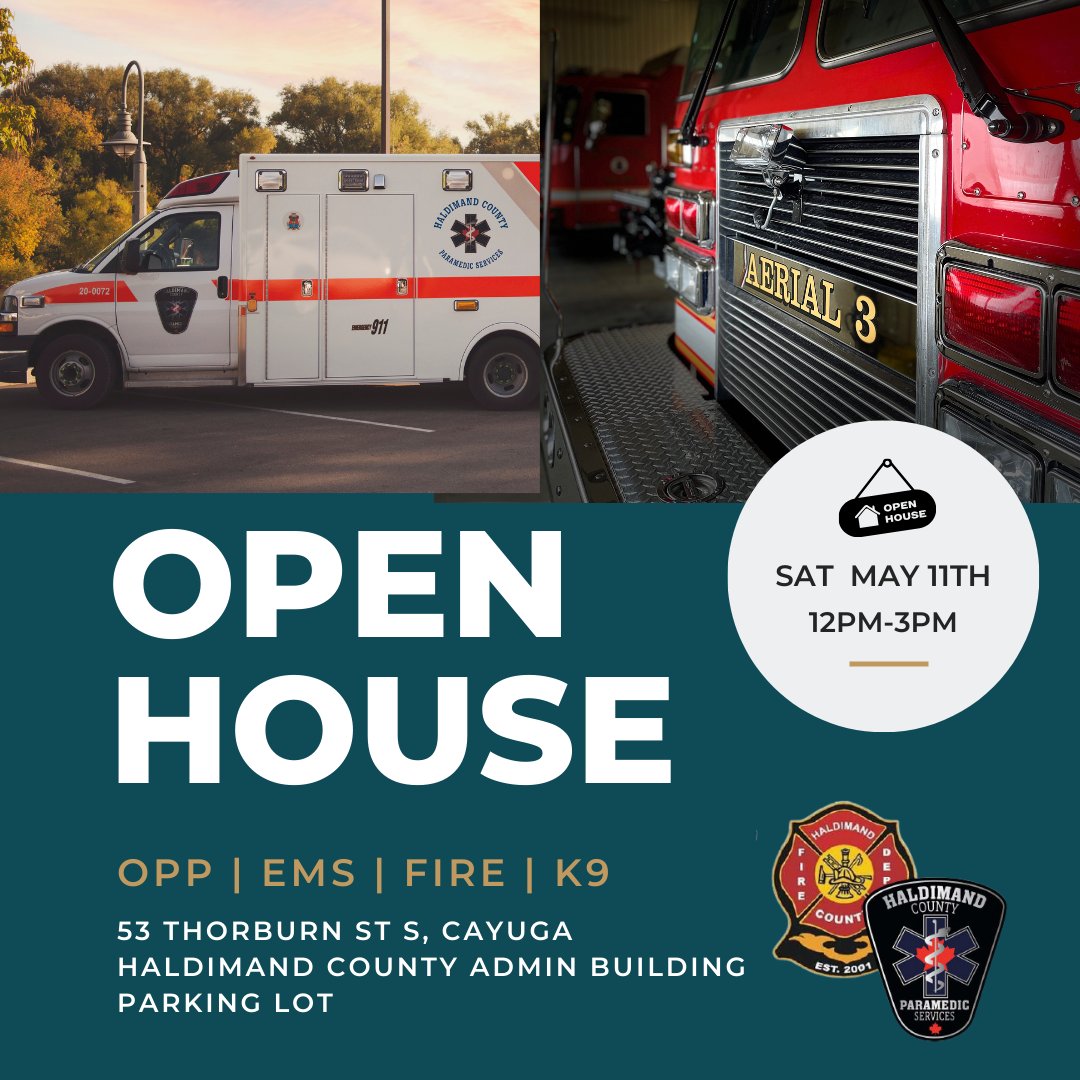 Come & join us this Saturday for Emergency Preparedness Week! We will be in the Haldimand County Admin Building parking lot for a meet & greet! Get your questions answered, meet local first responders, pet a K9, & take a tour of emergency service vehicles! #EmergencyPreparedness