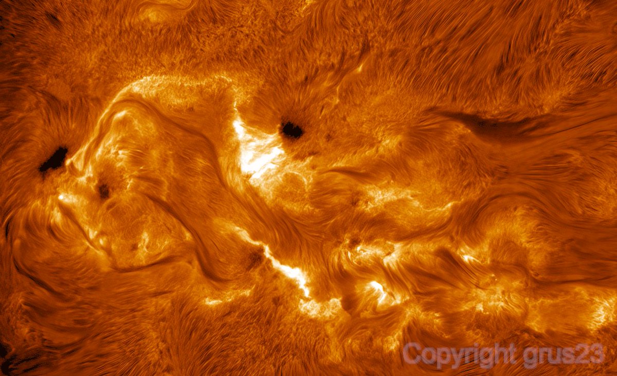 Image Of The Day (IOTD) by Astrobin: 
Surface activity animation with small flare around Sunspot group AR3645/47
Image Credit & Copyright: grus23
astrobin.com/99foax
#astrophotography #astronomy #APOD #nasa #astrobin