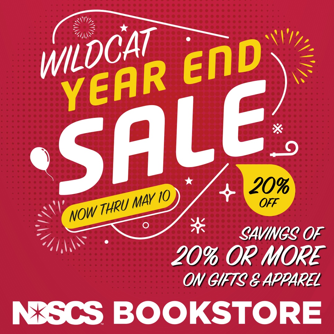 Stock up on apparel and gift items during the Year End Sale at the NDSCS Bookstore! 

Get all your Wildcat gear (gifts and apparel) at great prices. Don't miss out on this opportunity to snag some fantastic deals. 🛍️ 🛒