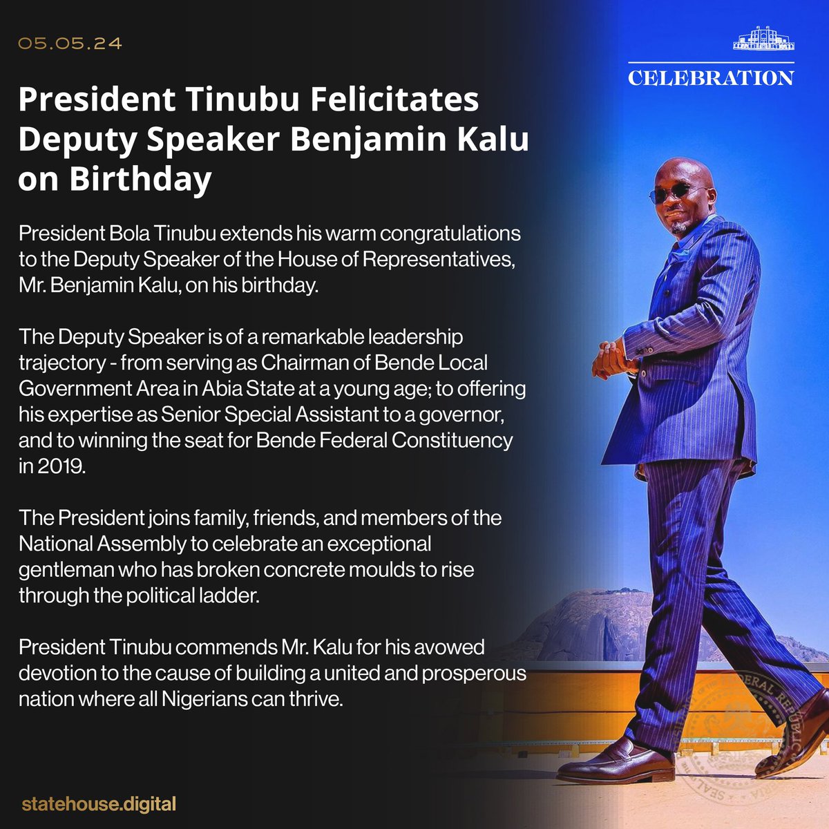President Tinubu Felicitates Deputy Speaker Benjamin Kalu on Birthday