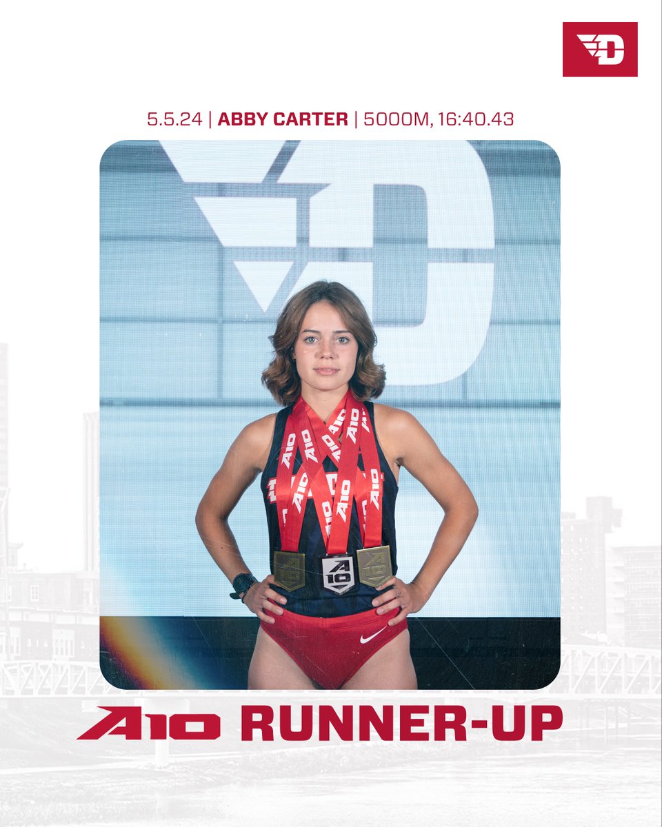 More Hardware for Abby Carter!!
🥈 5000m - 16:40.43 👟
   #UDTF // #GoFlyers ✈️
