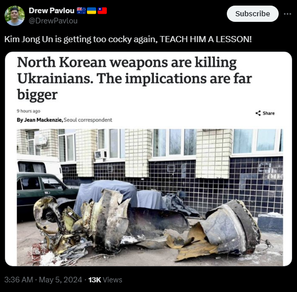 1: No one has EVER produced proof Russia is using DPRK weapons (they aren't)

2: You're a genocidal freak, someone who will never see the light of heaven. I wish only the worst for your fascist ass. Eat shit dickhead
