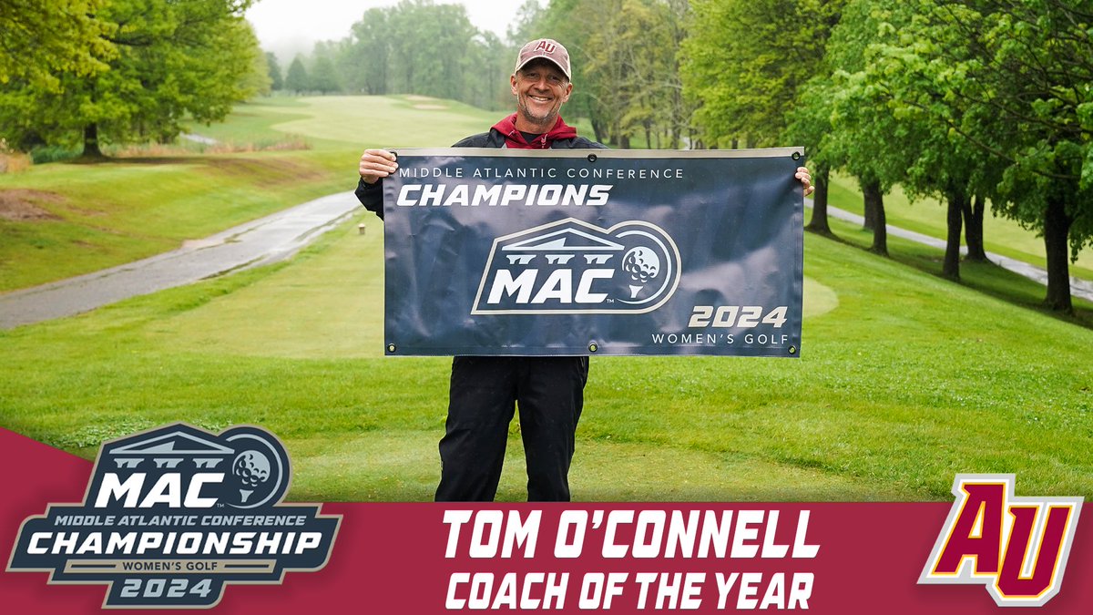 Your 2024 MAC Women’s Golf Champions! Alvernia’s record-breaking 306 was enough after day two of the championship was canceled today due to the weather and course conditions. Senior McKylie Boreman is the Golfer of the Year and Head Coach Tom O’Connell is the Coach of the Year!