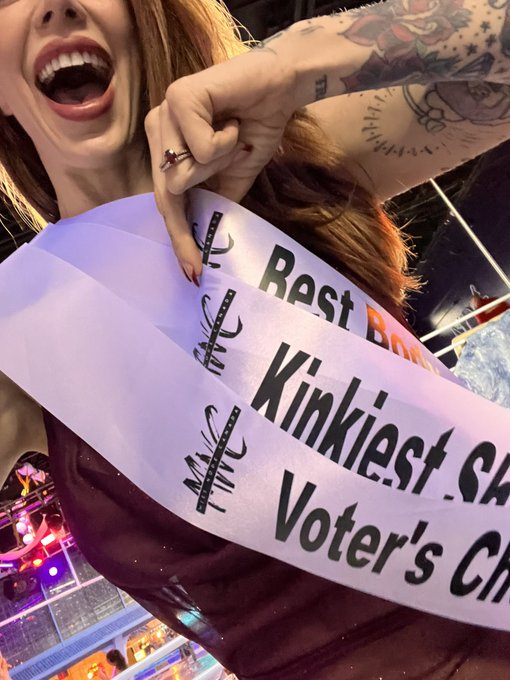 I&rsquo;m taking home Miss Nude Canada Voter&rsquo;s Choice, Kinkiest show and Best Body! 🌟🌟🌟  Thank you for voting