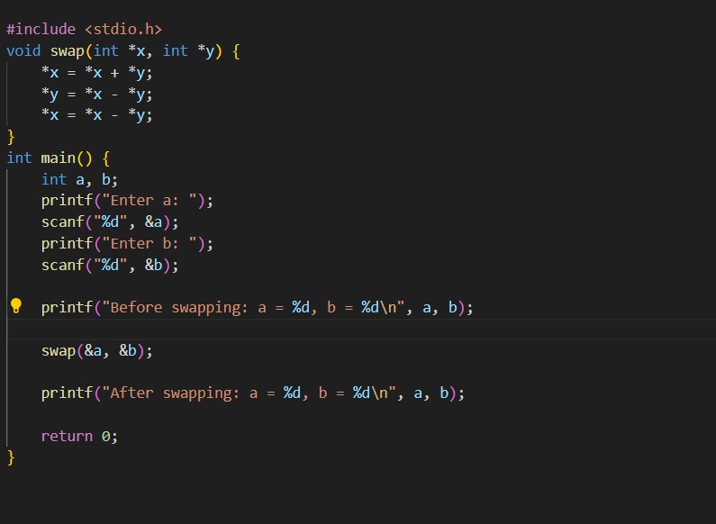 va82237794's tweet image. "Day 5 of my C programming challenge: ✅
Did Functions in C 
Practiced some problems related to it .✅
Swapping using Functions and Pointers ✅
🛠️ Feeling the thrill of progress with every function crafted! 💻 #CProgramming 
#21daysofcoding #ProblemSolving #Day5Progress"