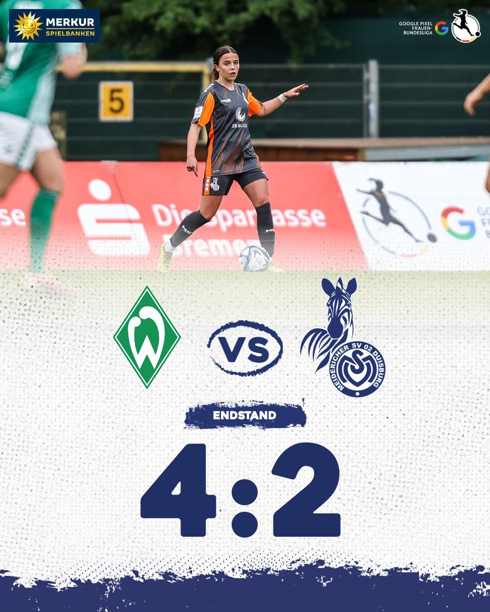 Schlusspfiff in Bremen. Unsere #ZebraFrauen unterliegen Werder Bremen mit 2:4 (0:3). Ilayda Icier gab in den letzten Minuten der Partie ihr Profidebüt. Sarah Freutel und Jana Radosavljevic erzielten jeweils ihr erstes Saisontor.
#WeilDUesBist