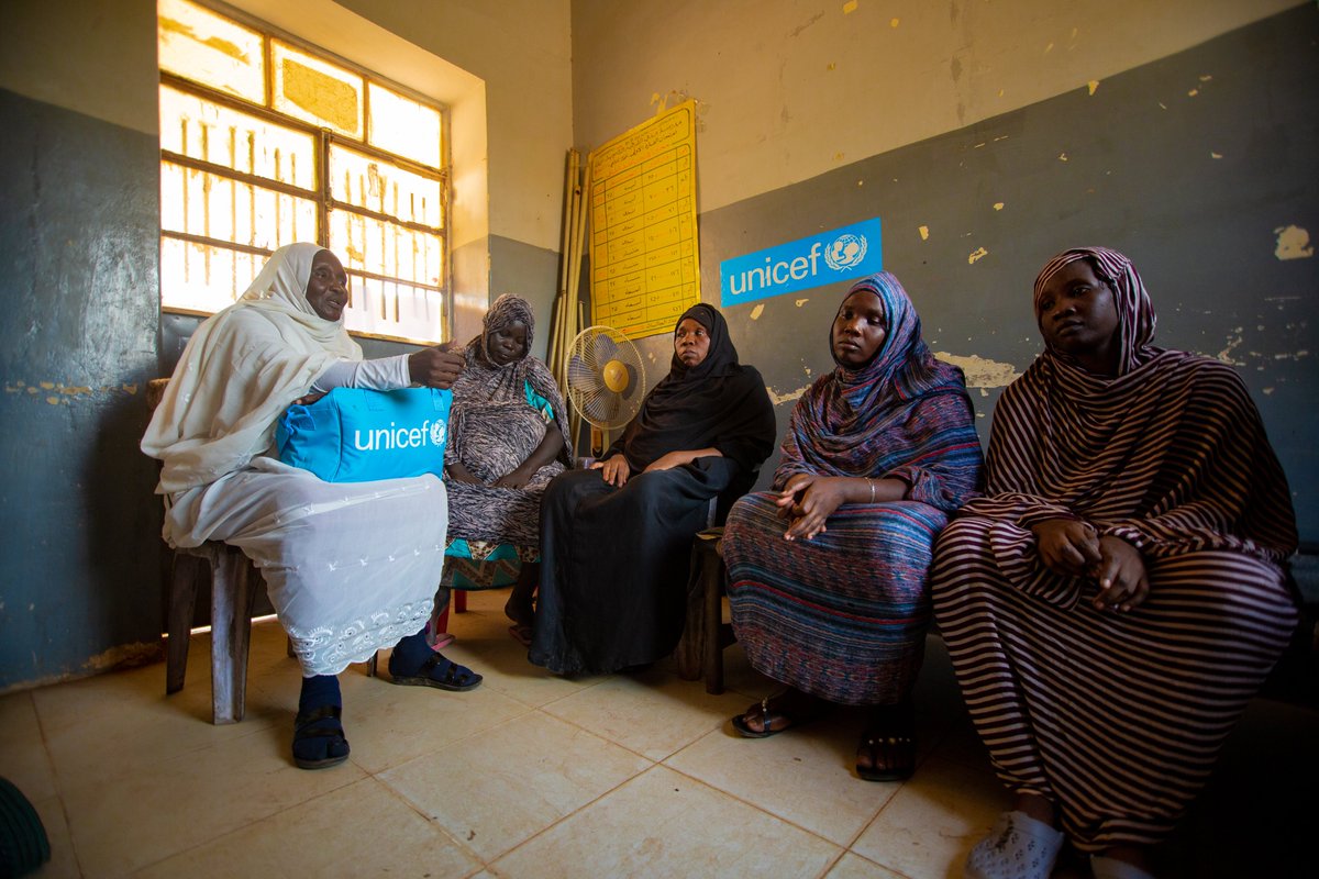 Amira, a displaced midwife in Sudan examines a pregnant woman using the @UNICEFSupply Midwifery Kit. With millions now displaced in Sudan, including pregnant women, equipping midwives like Amira with the tools they need is vital to protecting the lives of mothers and babies.