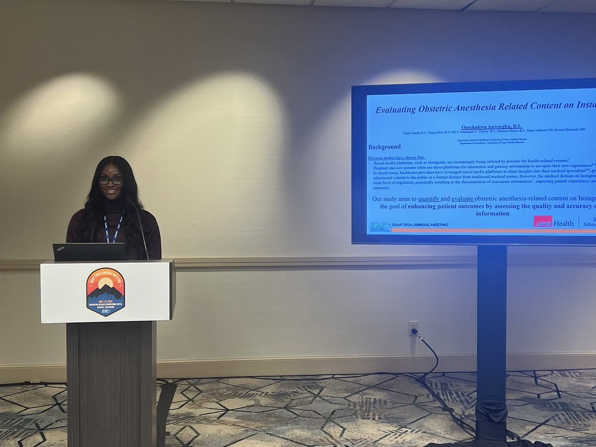 First Oral Presentation ✅ Thank you to my amazing team & Dr. Rovnat Babazade & SOAP for this opportunity! #SOAPAM2024 #OBAnes @SOAPHQ @UTMBAnesthesia