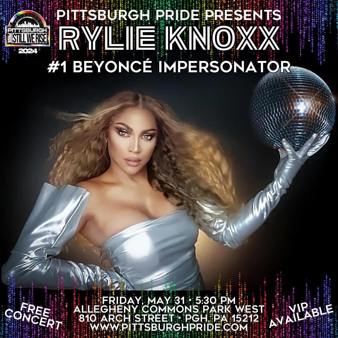 🪩 FRIDAY, MAY 31 • 5:30PM🐴
@rileyknoxx, the #1 @beyonce Impersonator!

Check out link in bio or visit pittsburghpride.com for more info!🏳️‍⚧️🏳️‍🌈🩵🩷🤍🖤🤎❤️🧡💛💚💙💜🌈🦄

#pittsburghpride #stillwerise #rileyknoxx #beyonce #pride #gaypride #transgender