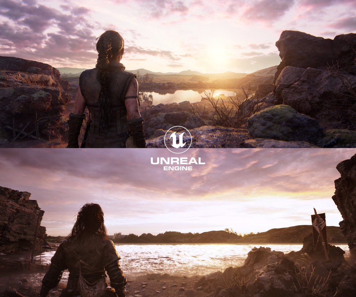 Hellblade 2 is near 
Here is my fan art scene bottom sceenshot comparison created with 
Unreal Engine 5.3 Lumen Nanite Quixel 
Hdr lighting from HDRI-Skies.com with Directional light and volumetric fog more soon 🤟🏻
artstation.com/pscionti
#ue5 #UnrealEngine5…