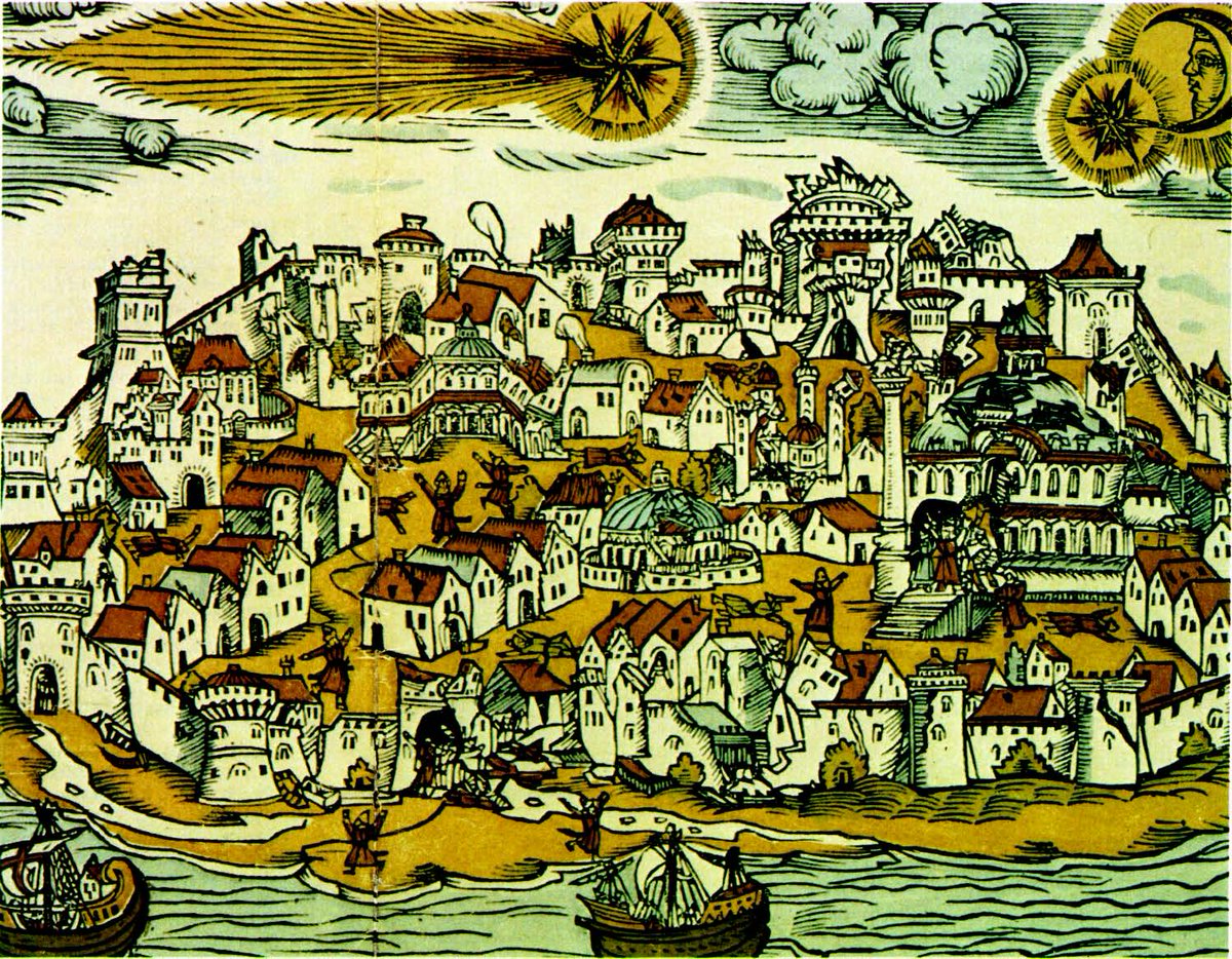 1509 depremi için pek çok mükerrer deprem gravürü kullanılıyor. Çoğu 1509 ile ilgili özel bir bilgi vermeyen klasik yıkım görseli. 1509 ile ilişkisi olup 1509 ile ilgili bize bilgi veren en kullanılabilir gravür bu. Fakat bu da düşsel bir İstanbul betimlemesi.