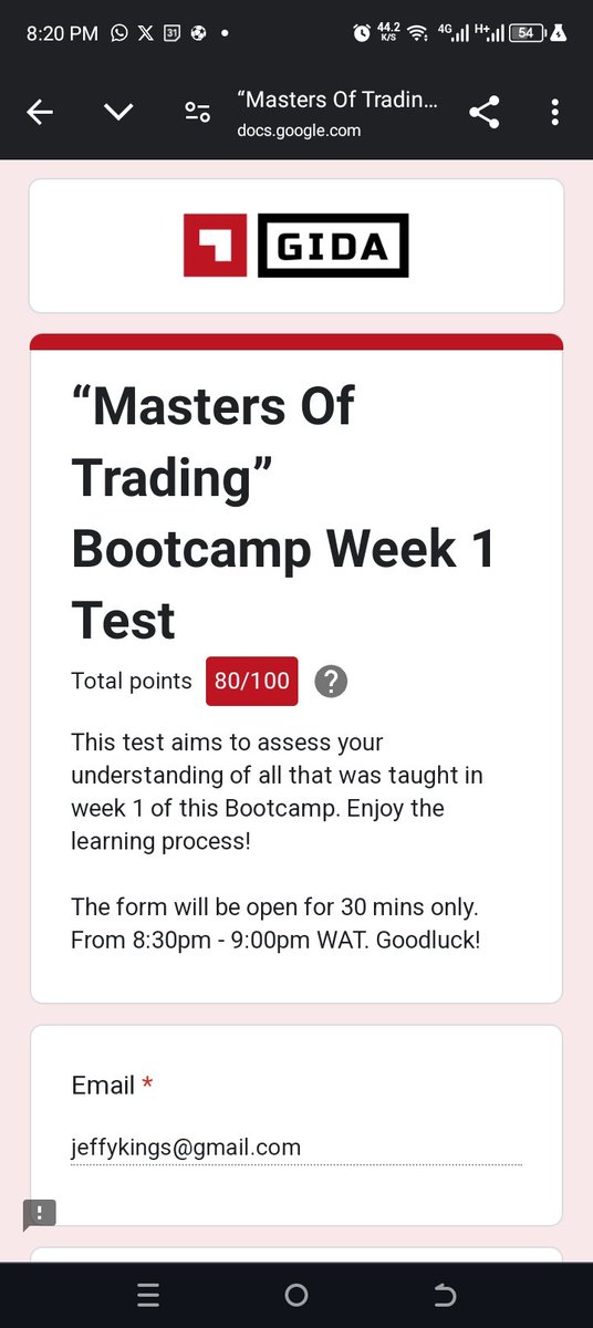 After week 1 of the boot camp , an assessment was conducted below is my score. Can't wait for week 2 @kevin_chibuoyim @Official_GIDA @bitgetglobal #mot