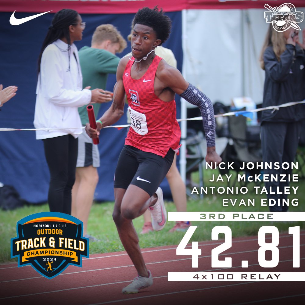 The 4x100 relay gets a 🥉 at the#HLTF Championships #DetroitsCollegeTeam ⚔️