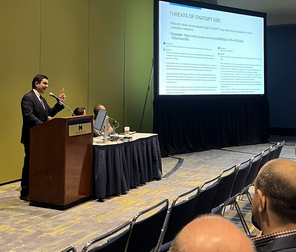 Spine Section leader Dr Mohamad Bydon sharing his thoughts about the impact of AI on spine surgery at the American Association of Neurological Surgeons (AANS) Annual Meeting in Chicago! @CheeragU @eapotts @thejuansuribe @JohnHShinMD