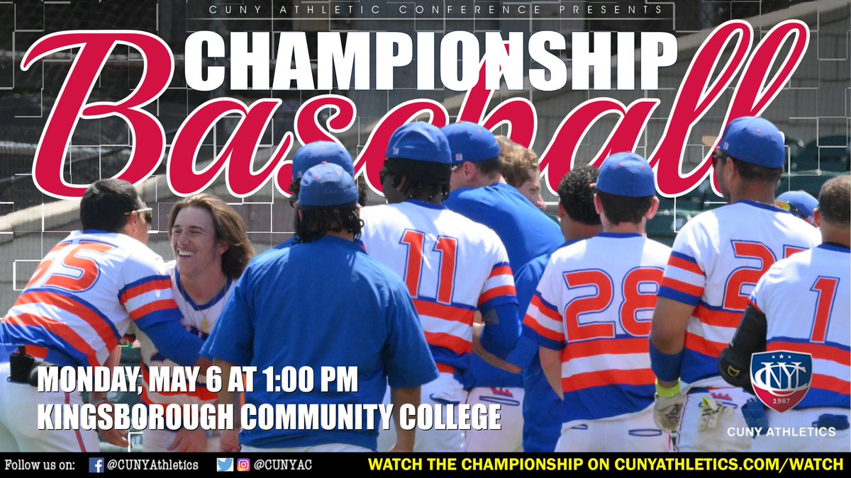 𝐂𝐇𝐀𝐌𝐏𝐈𝐎𝐍𝐒𝐇𝐈𝐏 𝐌𝐎𝐍𝐃𝐀𝐘 🏆

Join us at @CUNYkcc for the 2024 #CUNYAC Community College Baseball Championship between the top-seeded Wave and the No. 2 seed @BronxAthletics! 

#TheCityPlaysHere / @CUNYAC