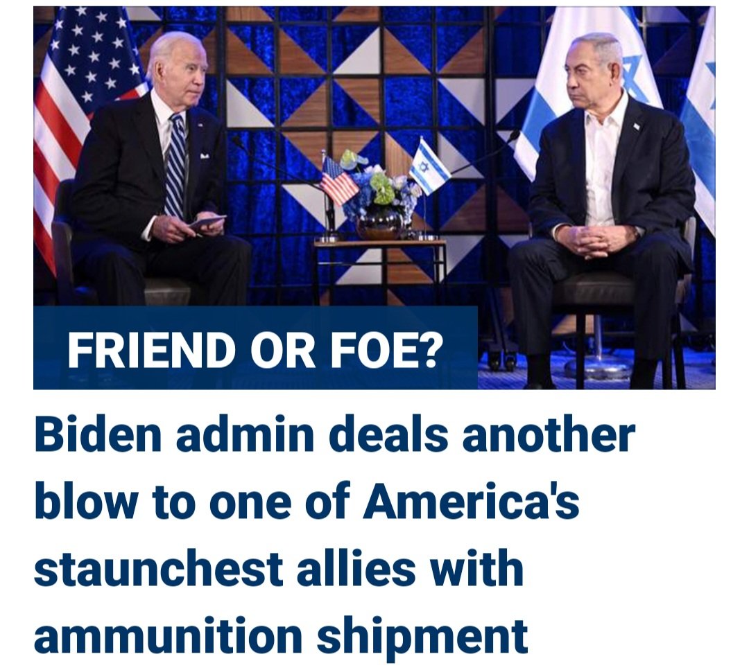 🖲TURNS HIS BACK ON ISRAEL🇮🇱
In an effort to rescue'  the #Michigan electoral vote'  and satisfy the #Hamas  university students supporters. BIDEN REGIME,  PUTS HOLD ON US AMMUNITION SHIPMENT TO #ISRAEL AND ACCUSES ISRAELI MILITARY OF HUMAN RIGHTS VIOLATIONS'